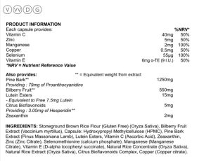 EyeNourish complex Ingredients